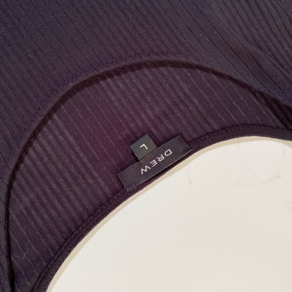 Drew black cold shoulder ribbed shirt top L - Picture 4 of 8